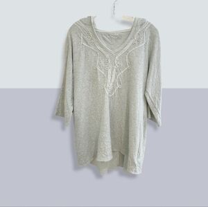 Soft Surroundings Gray Embroidered Hoodie